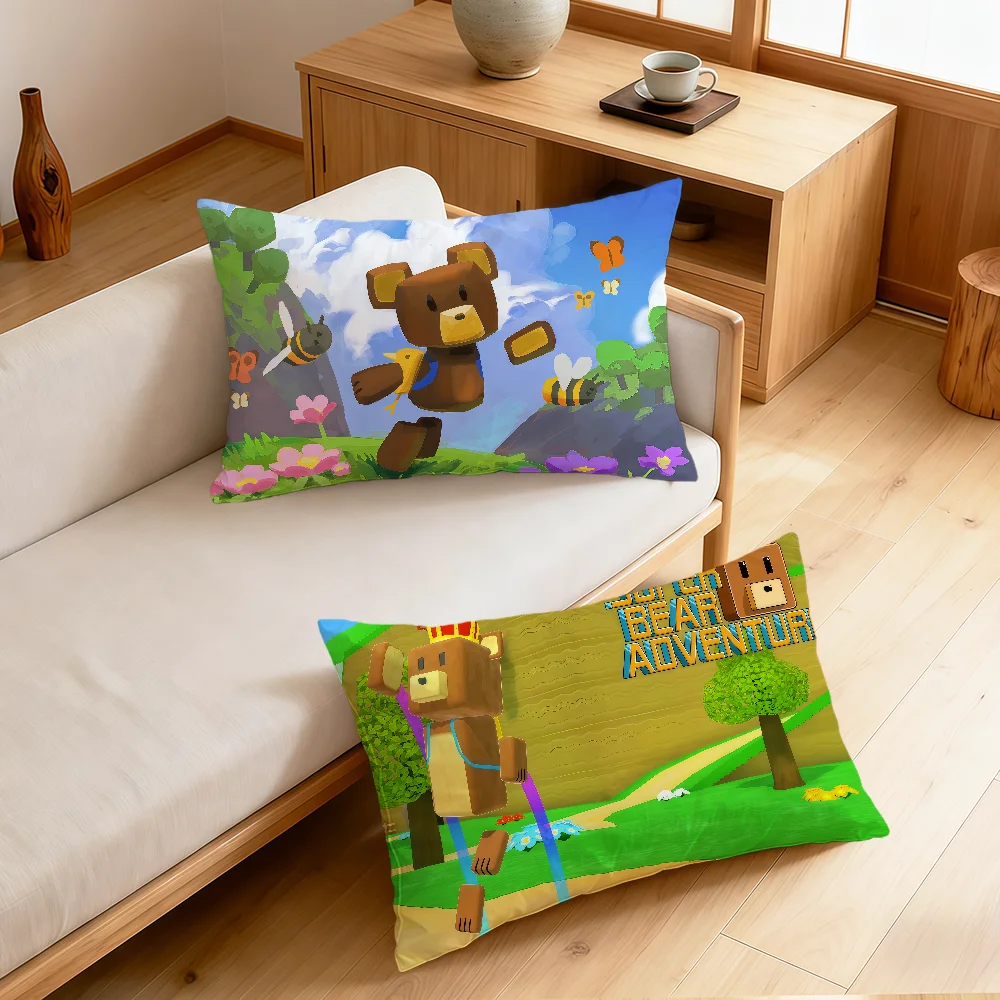 funny cute game S-Super Bear A-Adventure Rectangle Pillow Cover Home Sofa living Room bedside Dorm Coffee Shop Pillowcase gift
