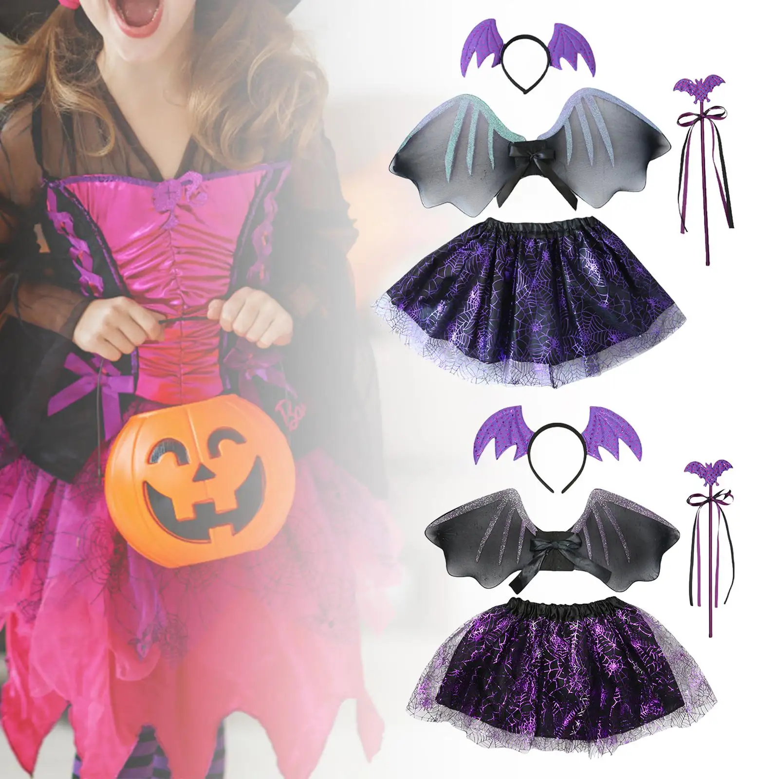 Kinder Fledermaus Cosplay Set Haar Reifen Make-up für Halloween Bühnenshow Partys