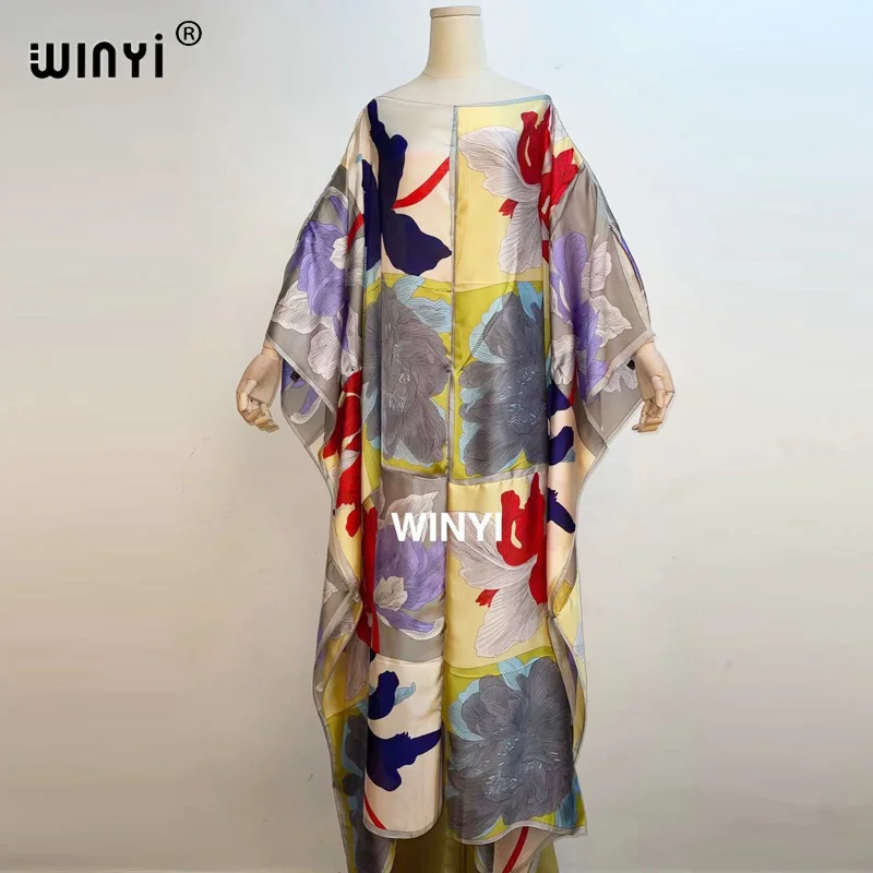 

WINYI African New Fashion beach Popular Muslim Printed holiday Long Kaftan Maxi Dress Summer Loose Beach Bohemian Abaya Caftan