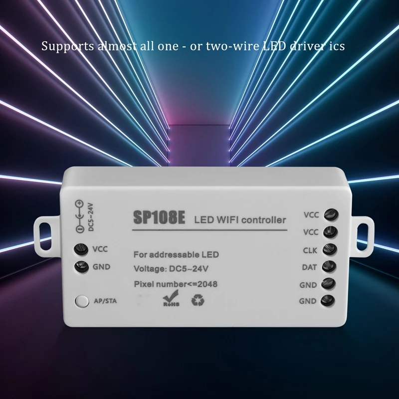 SP108E LED Wifi Magic Controller WS2812B WS2813 ฯลฯ LED Strip โมดูลสมาร์ท APP ไร้สายควบคุม IOS 10/Android 4.4 DC5-24V