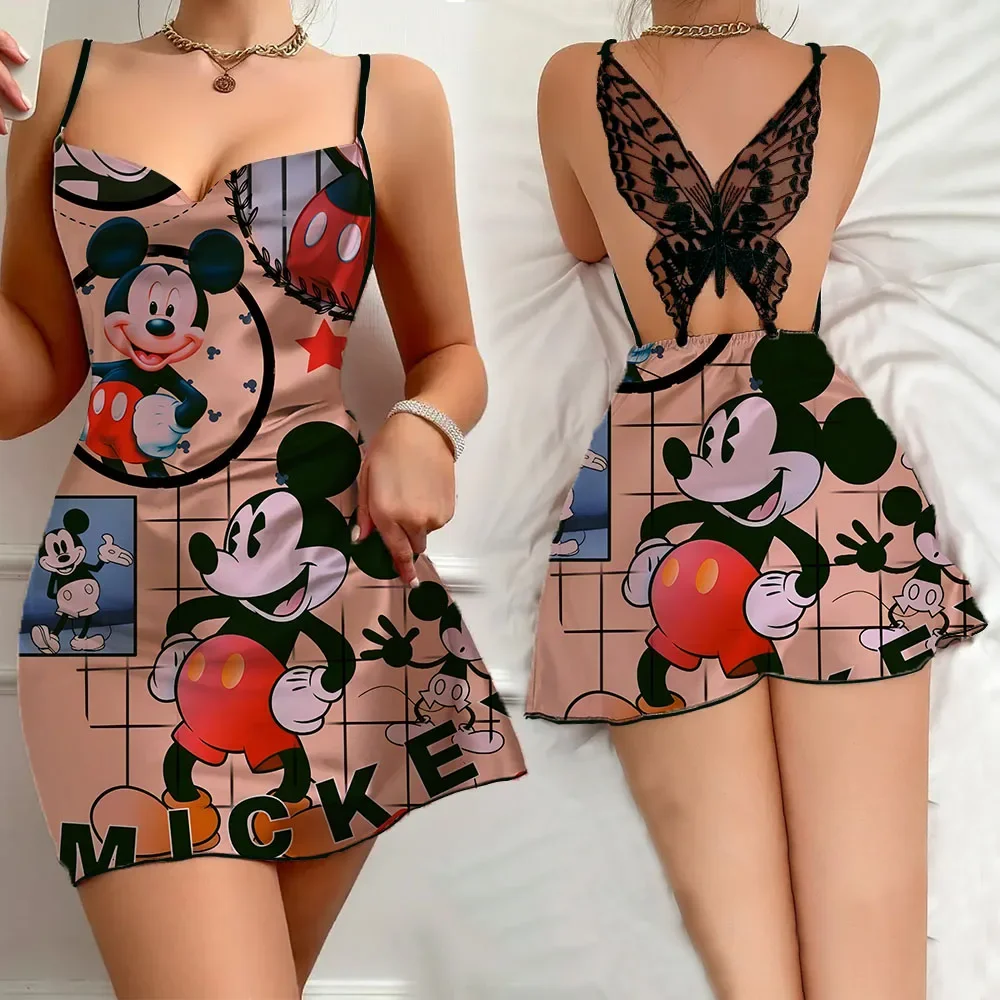 

2024 Pajamas Dress Ruffled Edge Female Dresses Summer Sexy Women's Nightgown Cartoon Pattern Home Dress for Women Free Shipping