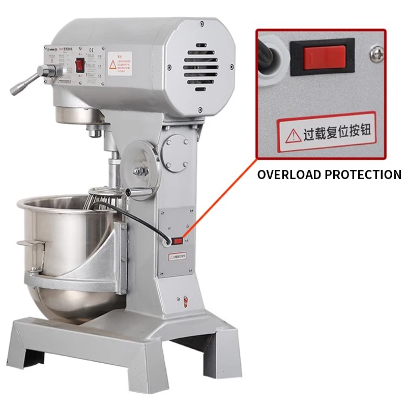 

Коммерческий миксер для еды, 20 л, 1100 Вт, 220 В, 3 скорости, регулируемый, с чашей из нержавеющей стали, крючки для теста, венчик для взбивания