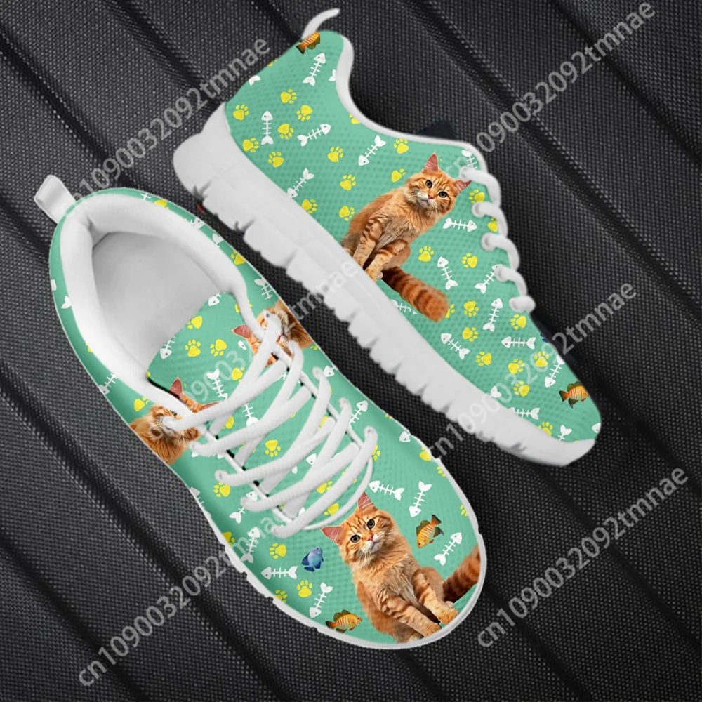 

Custom Teen Girls Boys Flat Shoes Lovely Cats and Cats Footprint Design Light Running Sneakers Wear Resistant Sport Shoes