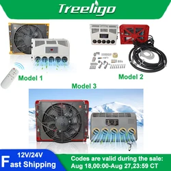 Treeligo 12V 24V Electric Car Parking Air Conditioner Split Refrigeration Air Conditioning For Truck Caravan Tractors Camper Van