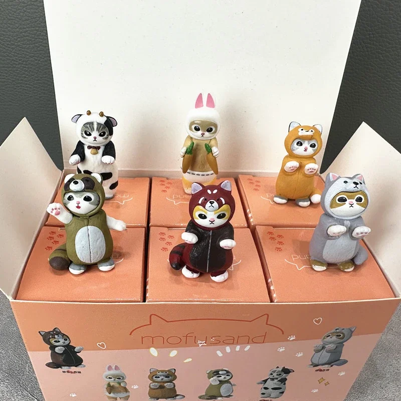 Mofusand gatos fingir raposa roupas caixa cega brinquedos bonito figuras de ação gatinho boneca brinquedos decoração desktop crianças presentes