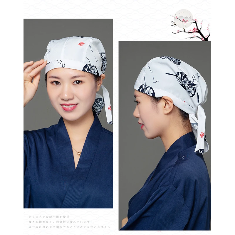 Gorro de Chef de estilo japonés para restaurante de Sushi, gorro de trabajo con capucha para cocinar, panadería, gorro de cocina, gorro de Chef de piratas, camarero de Catering