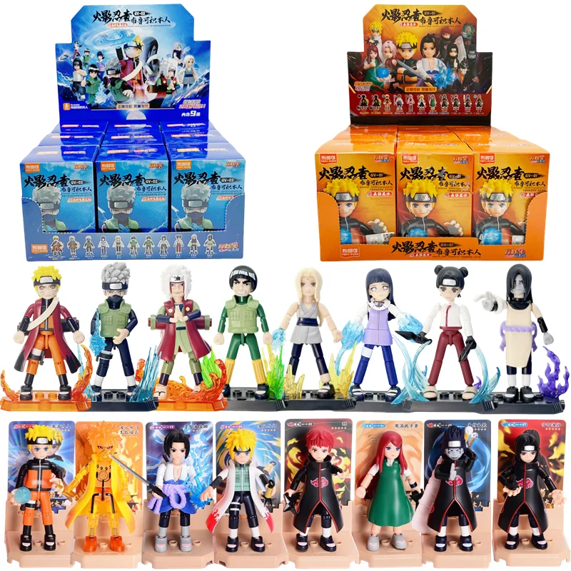 Blokees Naruto Action Figures DIY Toy Uzumaki Uchiha Figurine Kakashi Movable Splicing Toys Jiraiya Blind Box Kids Birthday Gift