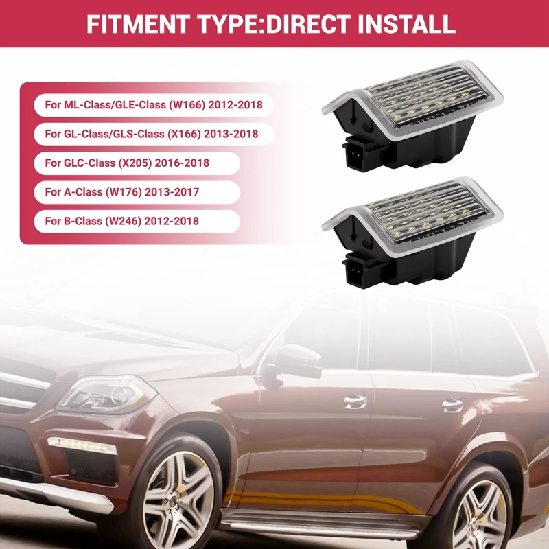 LED Door Footwell Courtesy Light A0028201901 A0008202503 For Mercedes Benz A B C E ML GL GLS Class Licence Plate Light