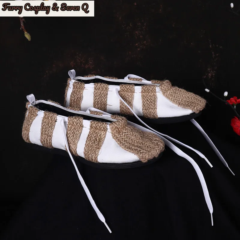 Vintage Straw Shoes for Drama Performance Red Army Style Boatman Costume Shoes Movie Props 3