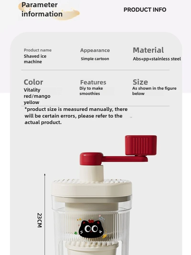수동식 미니 내구성 수동 소형 빙수 기계 핸드 크랭크 얼음 분쇄기 이동식 가정용 아이스크림 도구