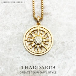 Necklace Gold Color Sun Brand Link Chain Fashion Ethnic Jewelry Europe Style 925 Stering Silver Gift For Men Women