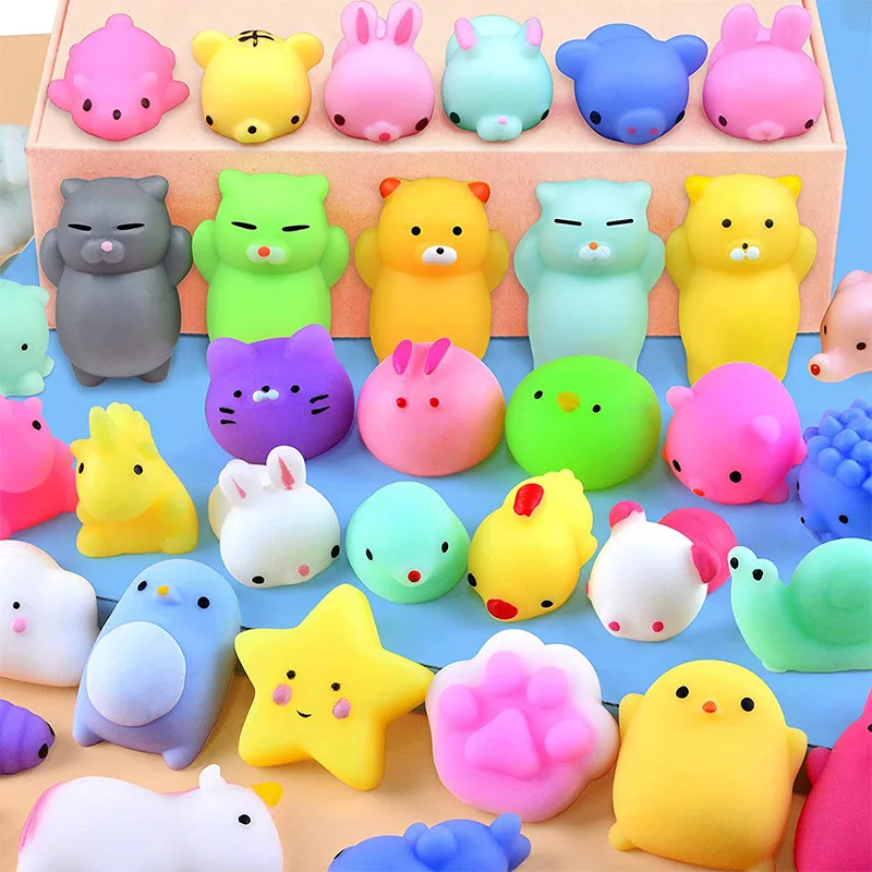 20Pcs Mini Cute Cartoon Animal Stress Relief Toys For Boys Girls Birthday Party Favor Piñata Filler Carnival Kids Party Supplies