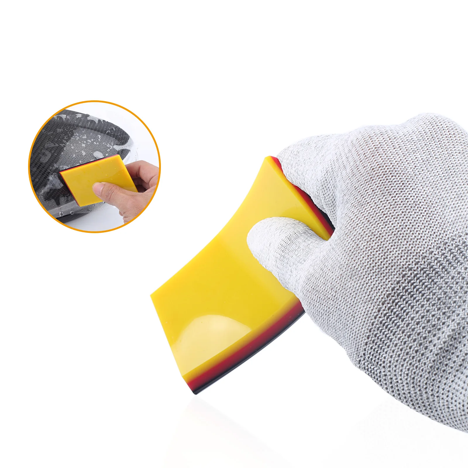 DCHOA Car Vinyl TPU Squeegee Carbon Fiber Wrap Window Tint Film Sticker Remover 3-Layer Rubber Scraper Glass Cleaning Tool