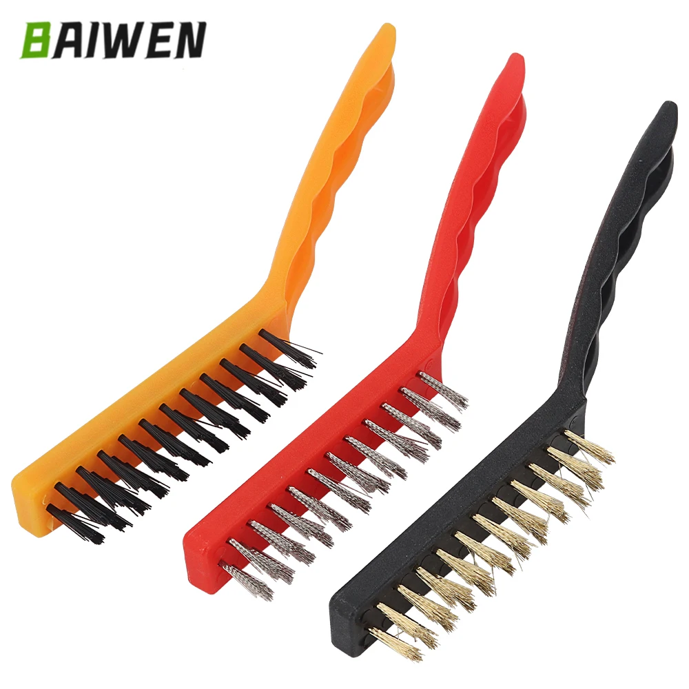 

9inch Mini Remove Rust Brush Brass Cleaning Polishing Metal Brushes Brass Wire Steel Wire Nylon Brush Clean Tools