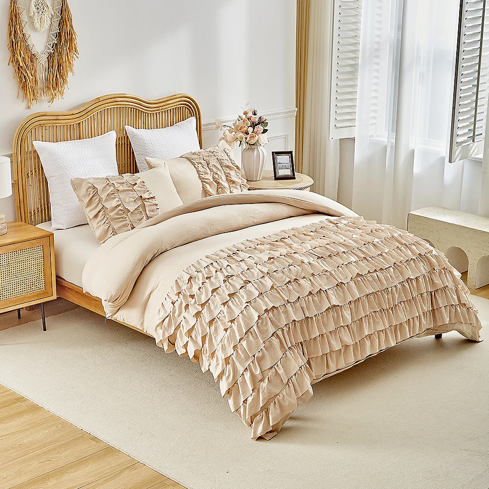 Duvet Cover Bedding Set Twin Double Queen King Size Single Couple Bed Duvets Quilt Cover Set Ruffles Princess Bed Linen 220x240