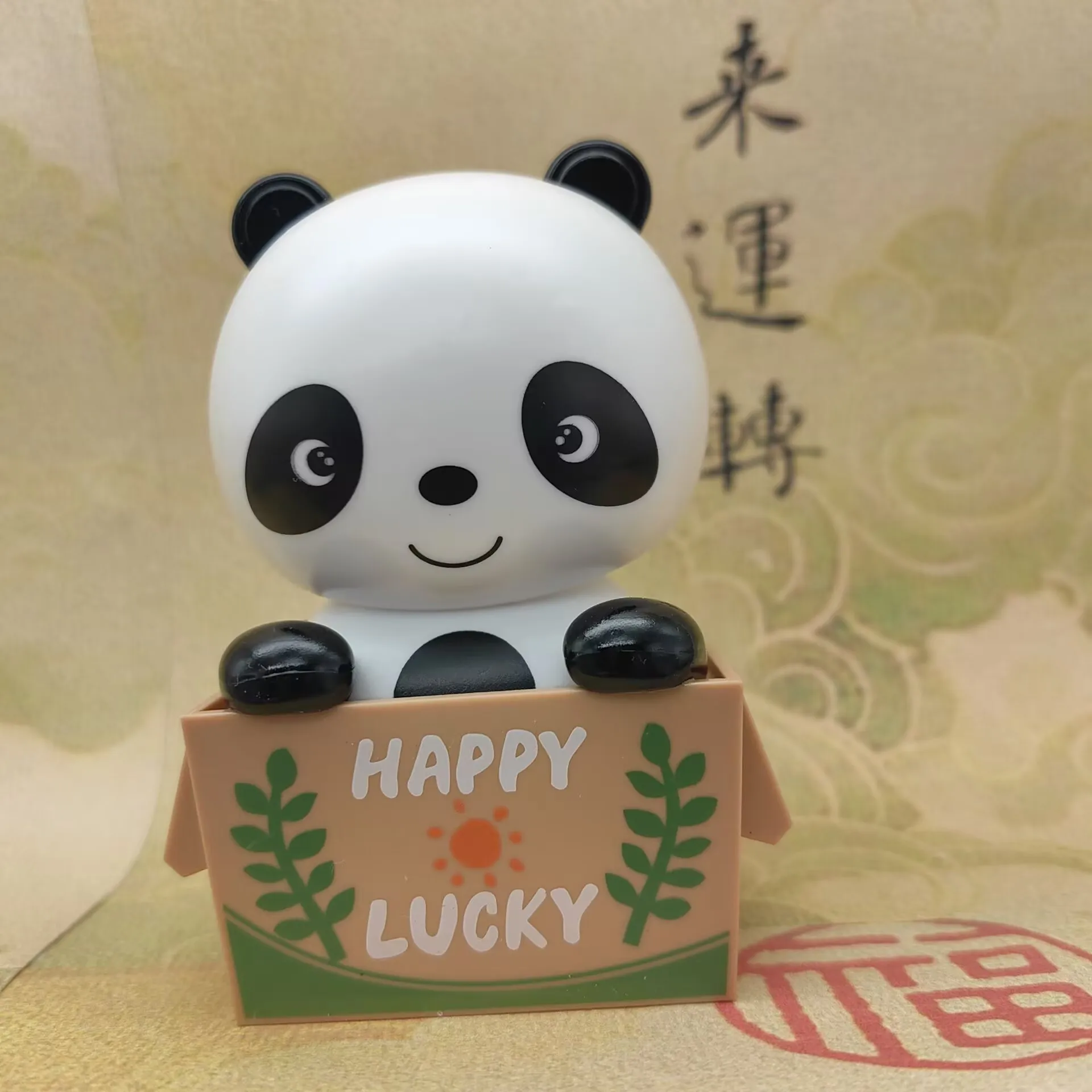 

Solar Car Center Console Ornaments Bobblehead Panda Car Cartoon Flower Basket Doll Car Interior Decorations