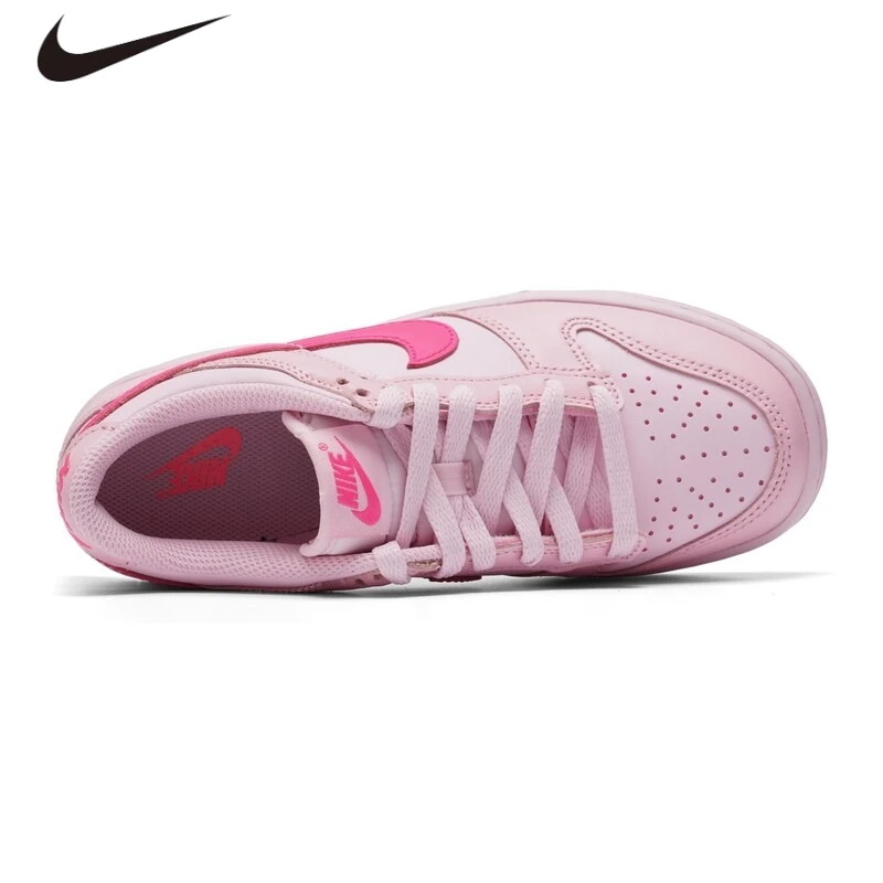 Nike Dunk Low GS Sneakers, Full Leather Triple Pink Barbie Retro Skate Casual Shoes For Youth DH9765-600 view 2