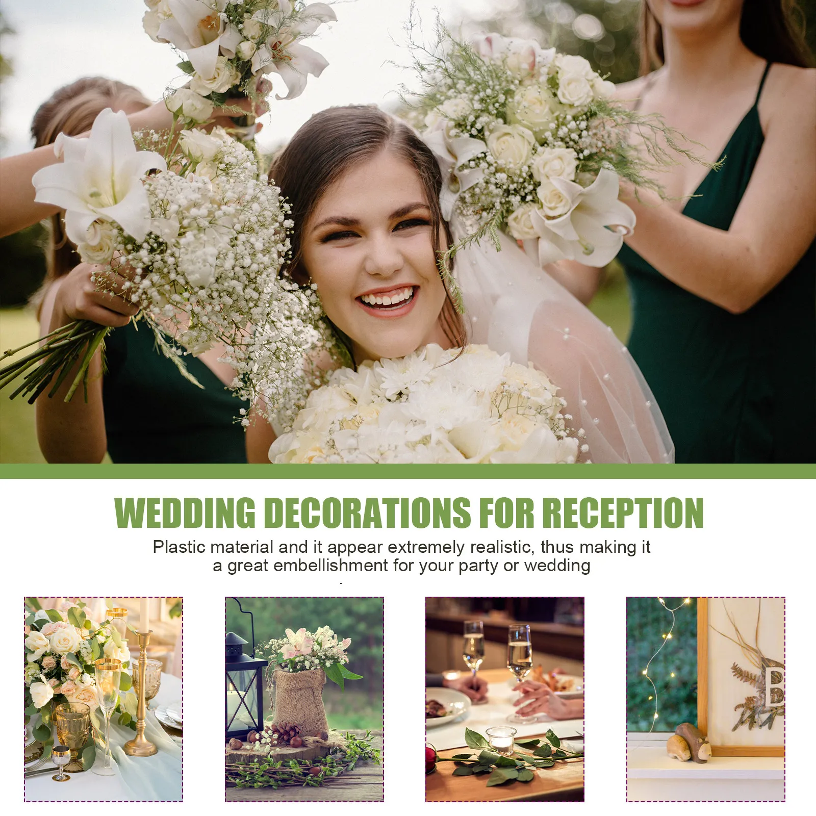 Artificial Bridesmaid Bouquet Plastic Flowers Realistic Wedding Decoration Wedding Reception Table Centerpieces Party