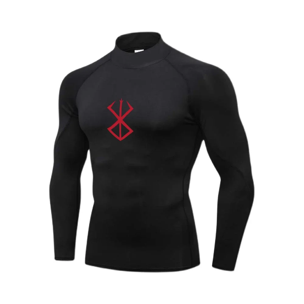 Anime Printed Men's Compression Shirt Turtleneck Long Sleeve Rash Guard Gym Base Layer Undershirt Gear Athletic Shirt