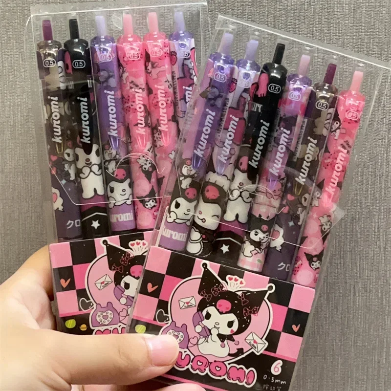 Sanrio Anime Kawaii Kuromi 0.5Mm Gel Pen Boxed Press-Type St Head Carbon Pen High-Value Girl Heart Cute Office Signature Pen