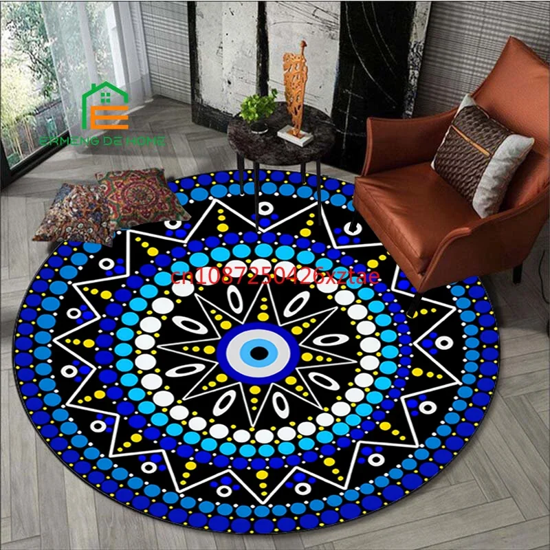 

Evil Eye Printed Round Area Rug Round Carpet Living Room Children's Bedroom Playroom Non-slip Floor Mat