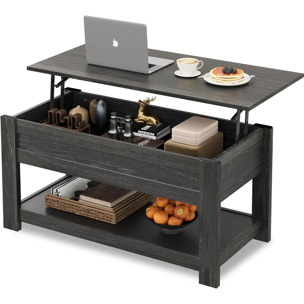 

Coffee Table, 39" Lift Top Coffee Table with Hidden Compartment and Storage Shelf for Living Room, Espresso