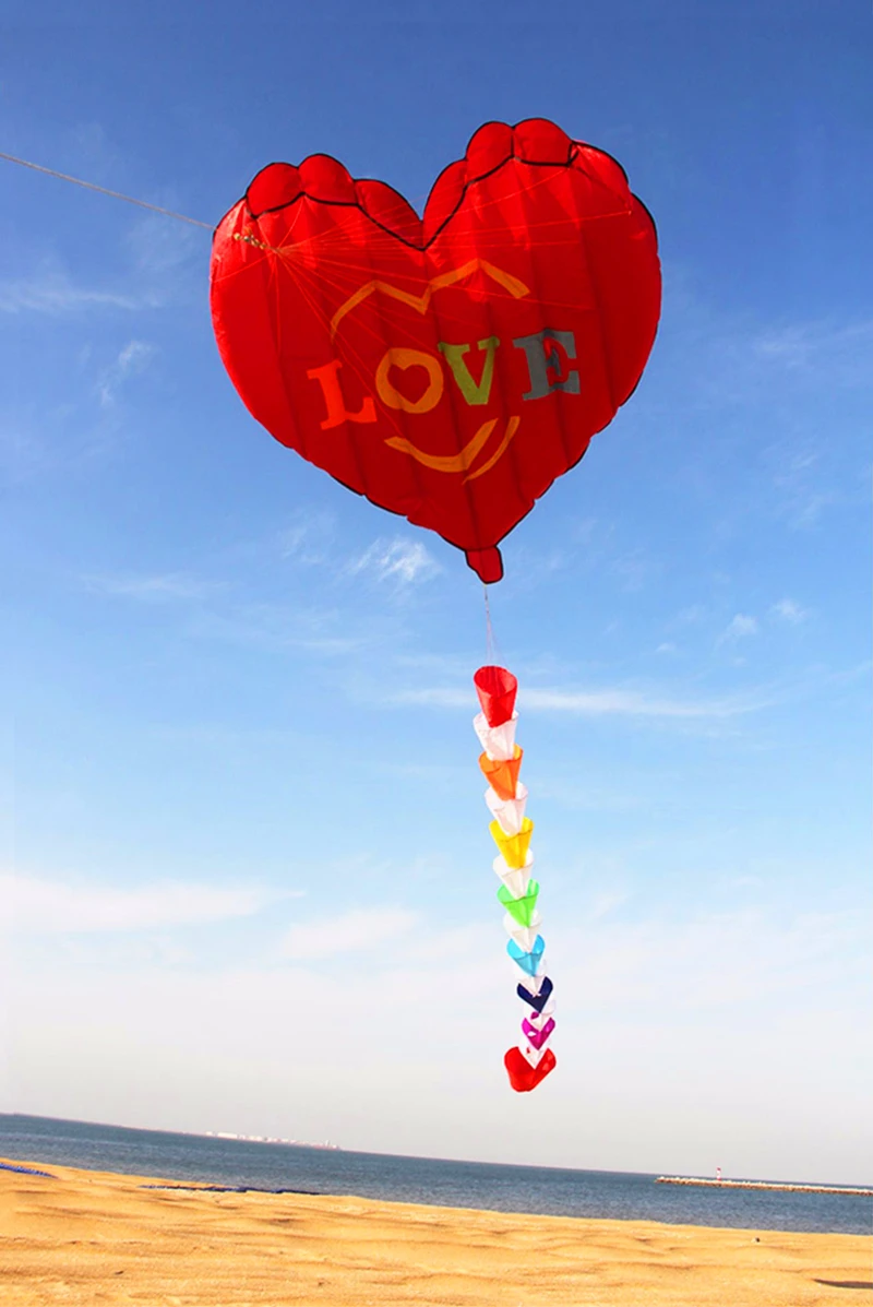 Free shipping inflatable kites heart kites fly nylon fabric kite weifang kite string steering kite 3d professional wind kites