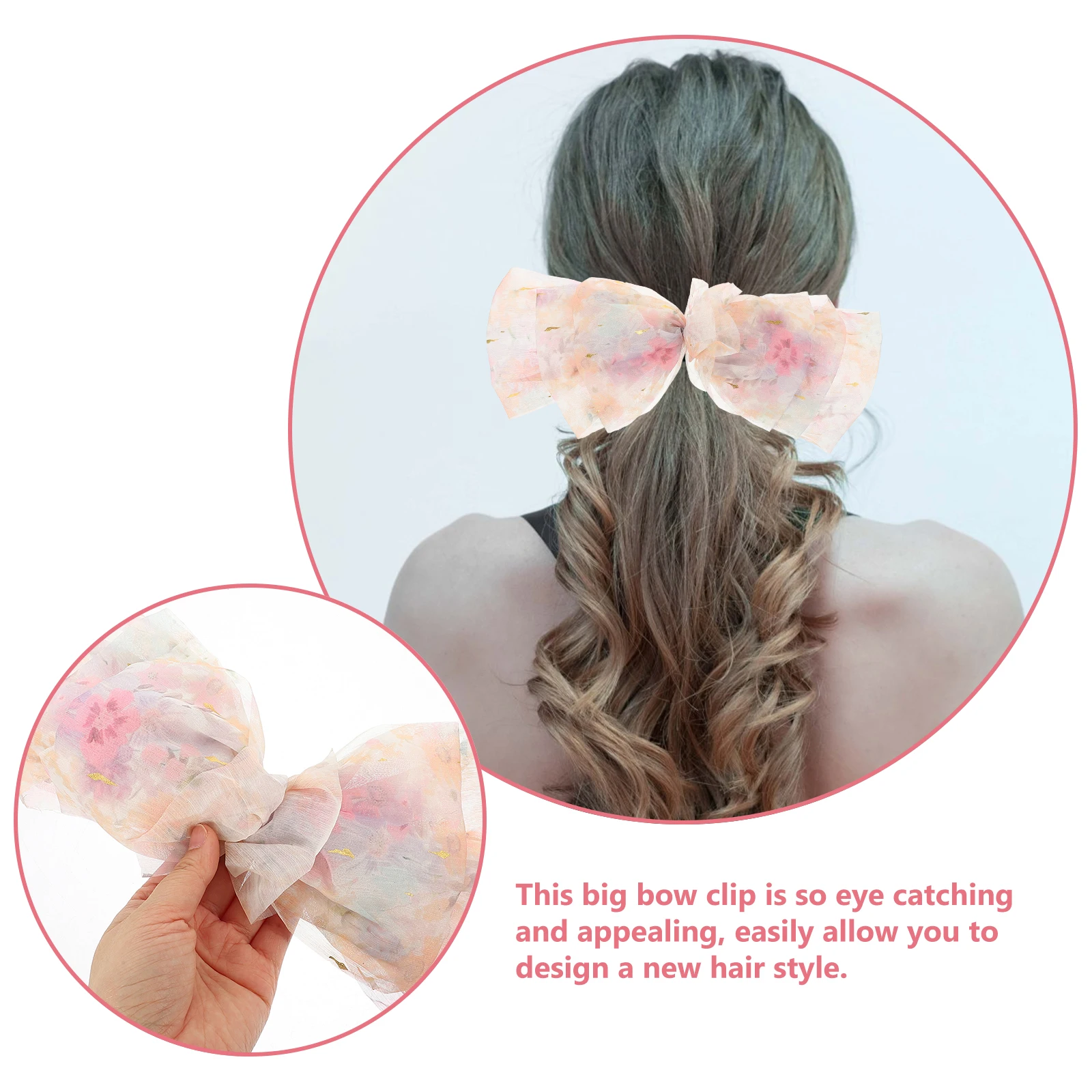 

Big Bow Clip for Women Girls Modeling Accessories Ribbon Bows Thick Thin Hair Parties Ceremonies Birthdays Banquets Everyday Use