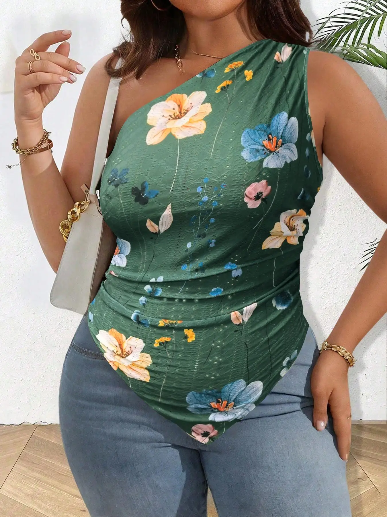 

【Plus Size】 Floral Print Tank Top, Casual Sleeveless Top for Daily Wear, Women Plus Clothing for All Seasons