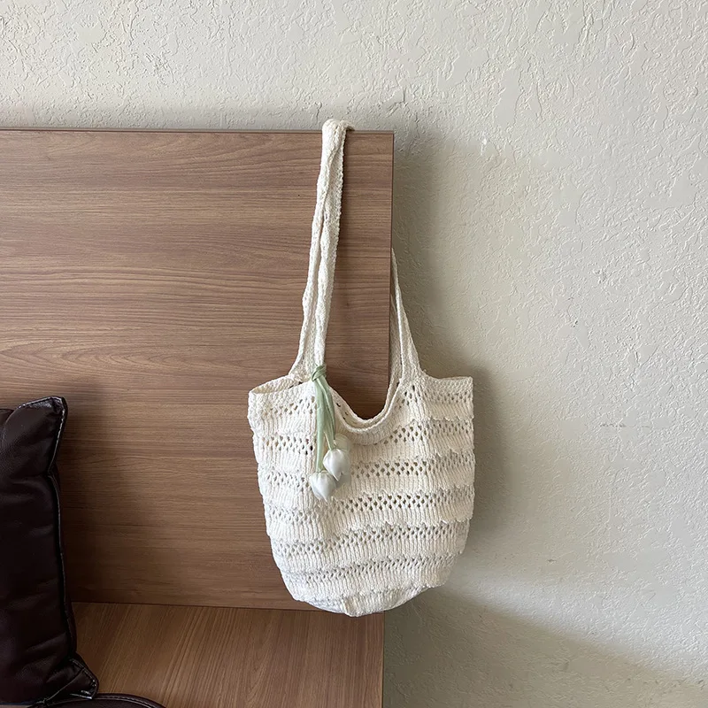 

Летние сумки через плечо ручной работы из рафии: модная и универсальная пляжная сумка, винтажная вязаная сумка большой вместимости, простая сумка на плечо