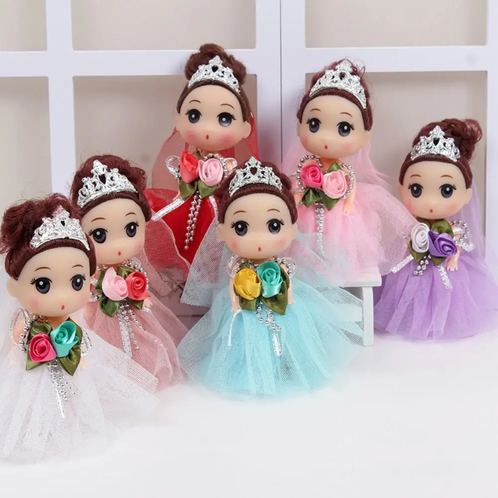 12 cm große Augen Prinzessin BJD Puppe bewegliche koreanische Make-up-Look 12 cm Bjd Puppe süße dicke Haare Hochzeitskleid Mini Mädchen Spielhaus