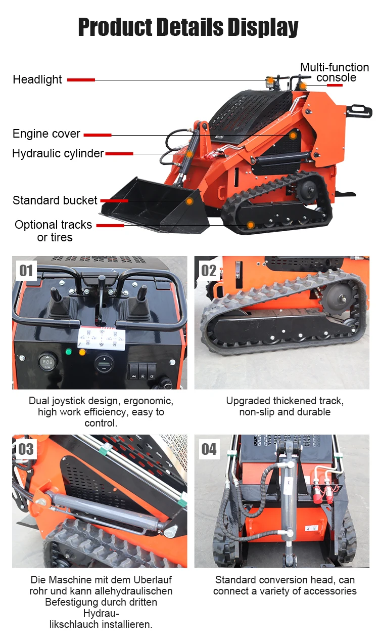 Kostenloser Versand CE EPA Kleiner Bagger 1,8 Tonnen Vollhydraulischer Diesel-Minibagger Geländegängiger Landwirtschafts-Mikrobagger mit Sonnenschutz – Detail 3