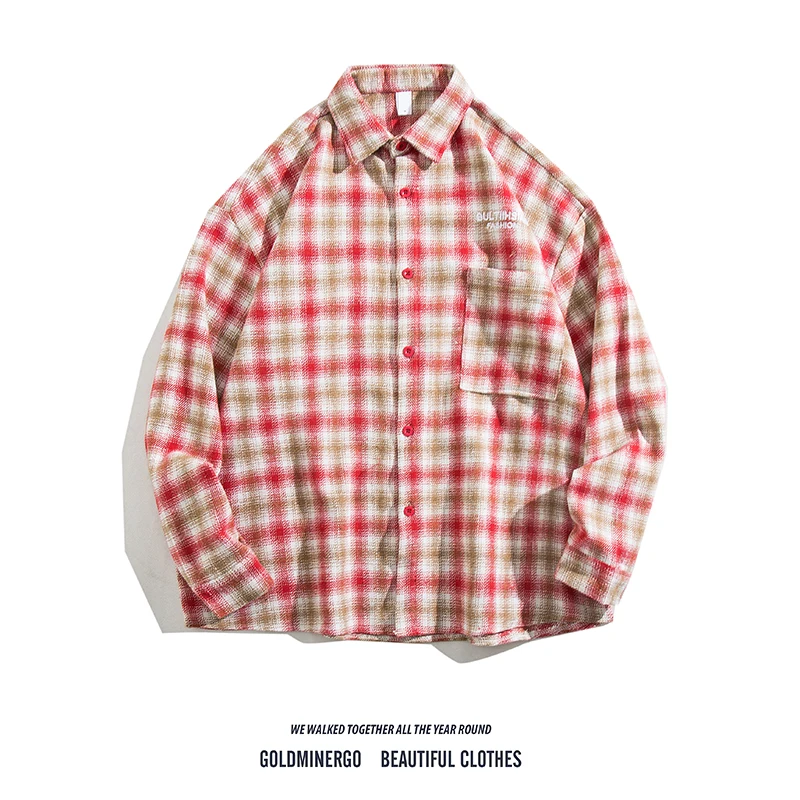 

Ретро-жакет в японском стиле с клетчатым узором, свободный крой, оверсайз, повседневный, длинный рукав, женский, весенний, молодежный, льняной