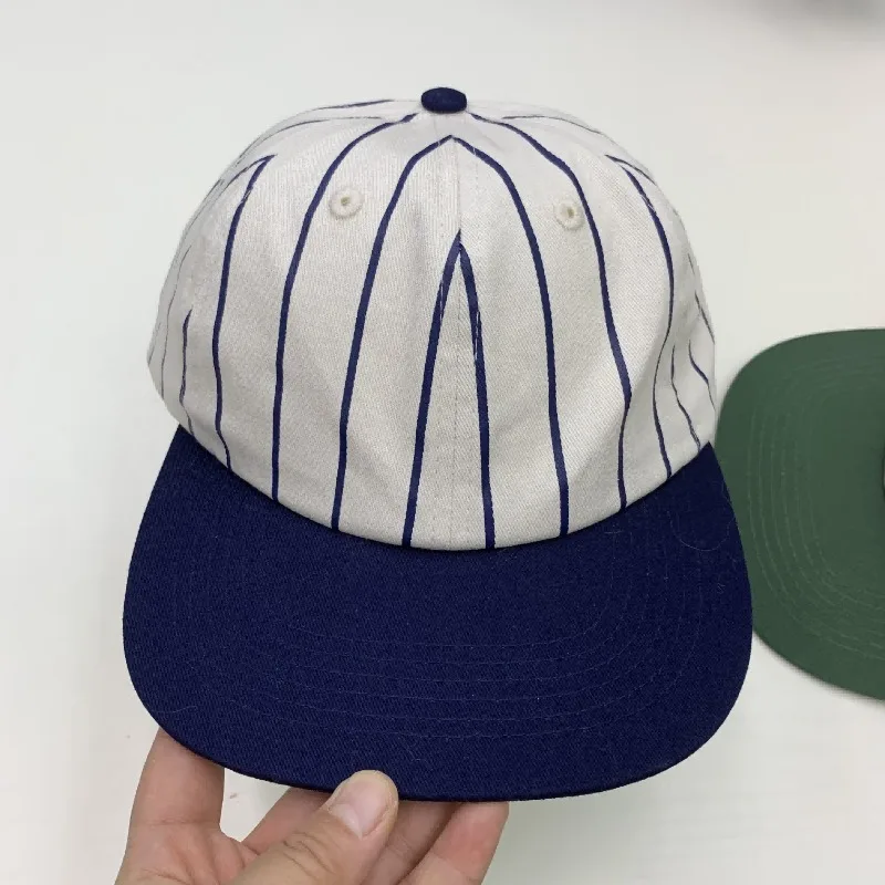 Custom Logo Striped Casual Baseball Cap Street Trend Men and Women Simple Big Head Sunshade Adjustable Flat Edge Hip Hop Hat