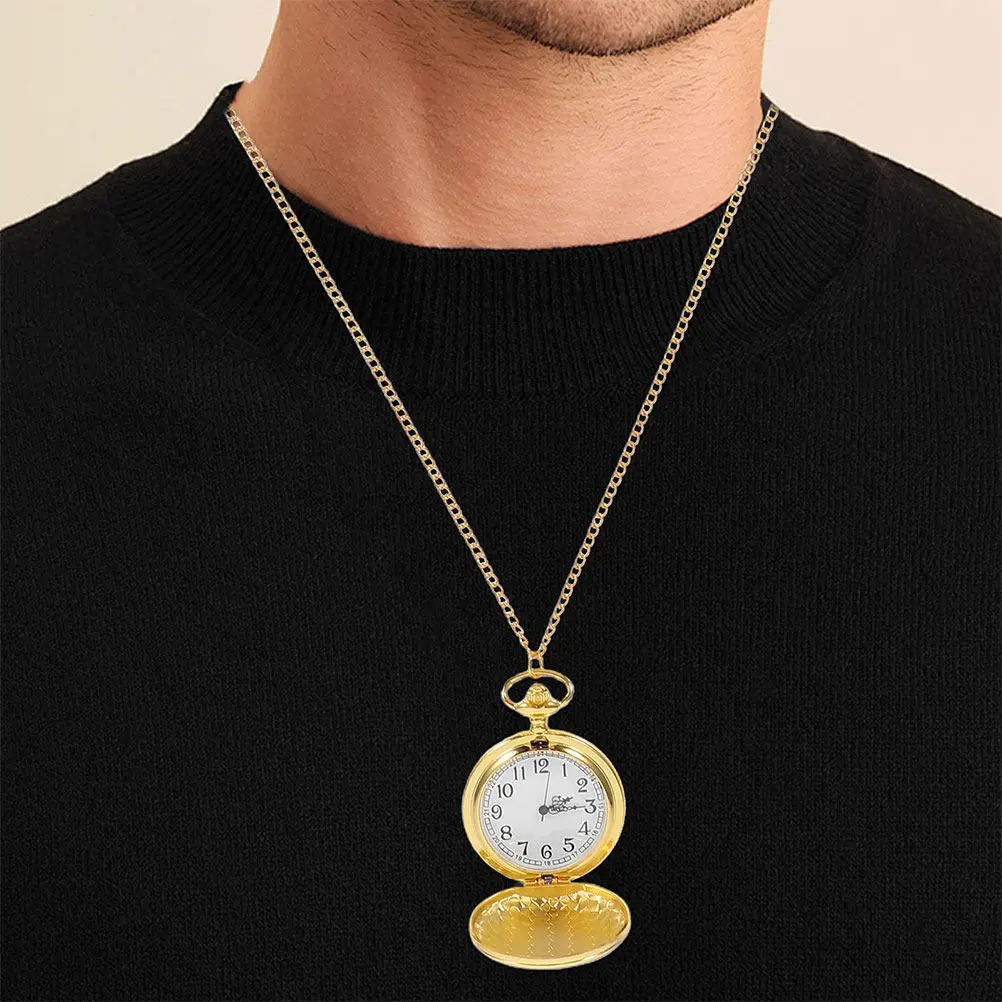 2 Pcs Chain Watch for Women Pocket Necklace Pendant Oversized Large Big Prop Clock