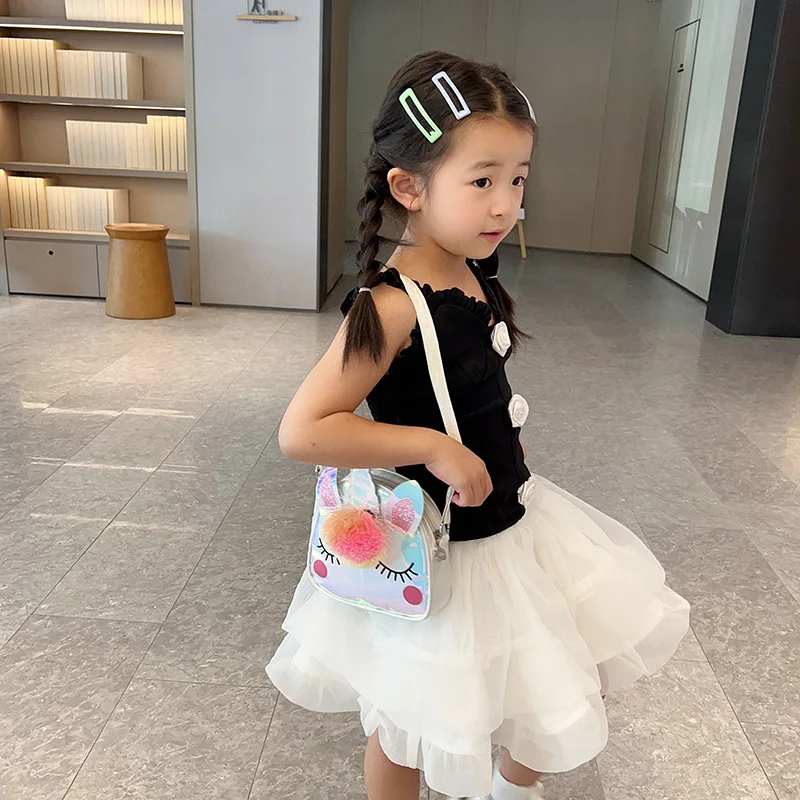 Cute Cartoon Children's Small Shoulder Bag Laser Sequin Baby Girls Crossbody Bags Boys Kids Change Purse Handbags Messenger Bag