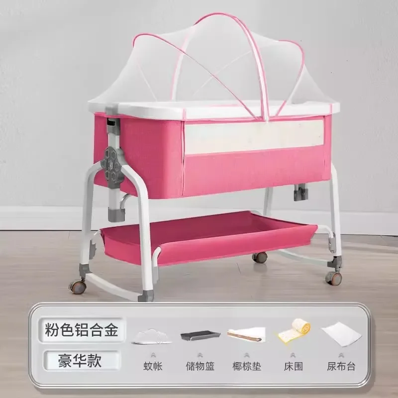 Grand lit portable pliable épissé pour bébé, mobile multifonctionnel pour nouveau-né