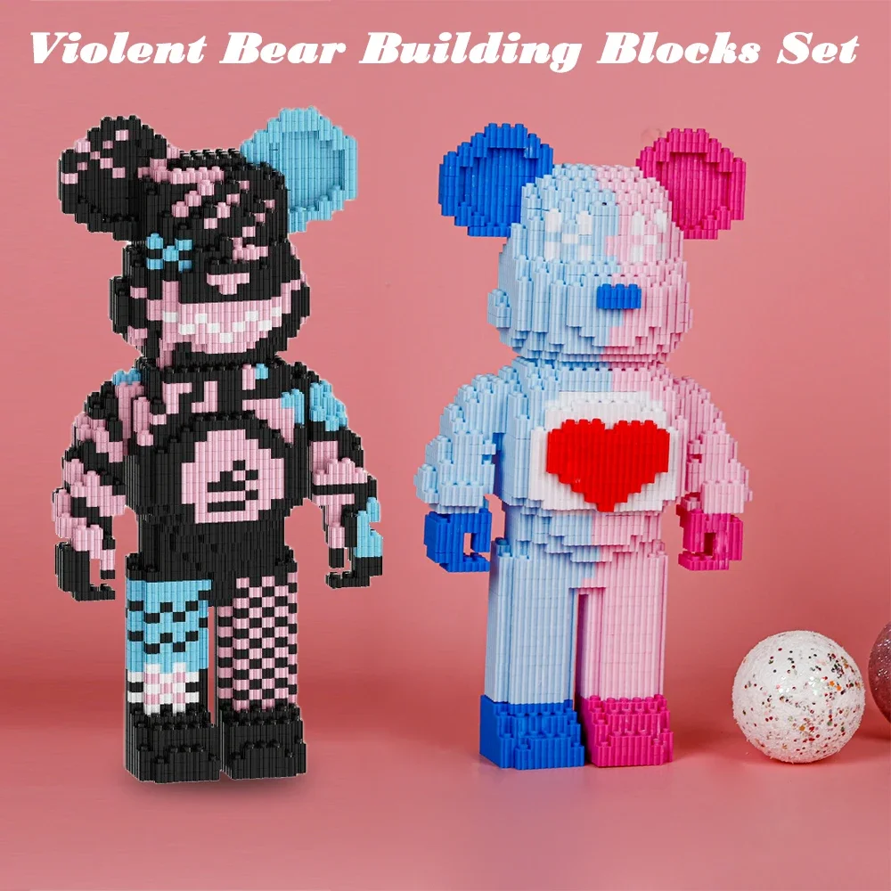 Cartoon Violent Bear Micro Building Blocks DIY Fashion Bearbrick