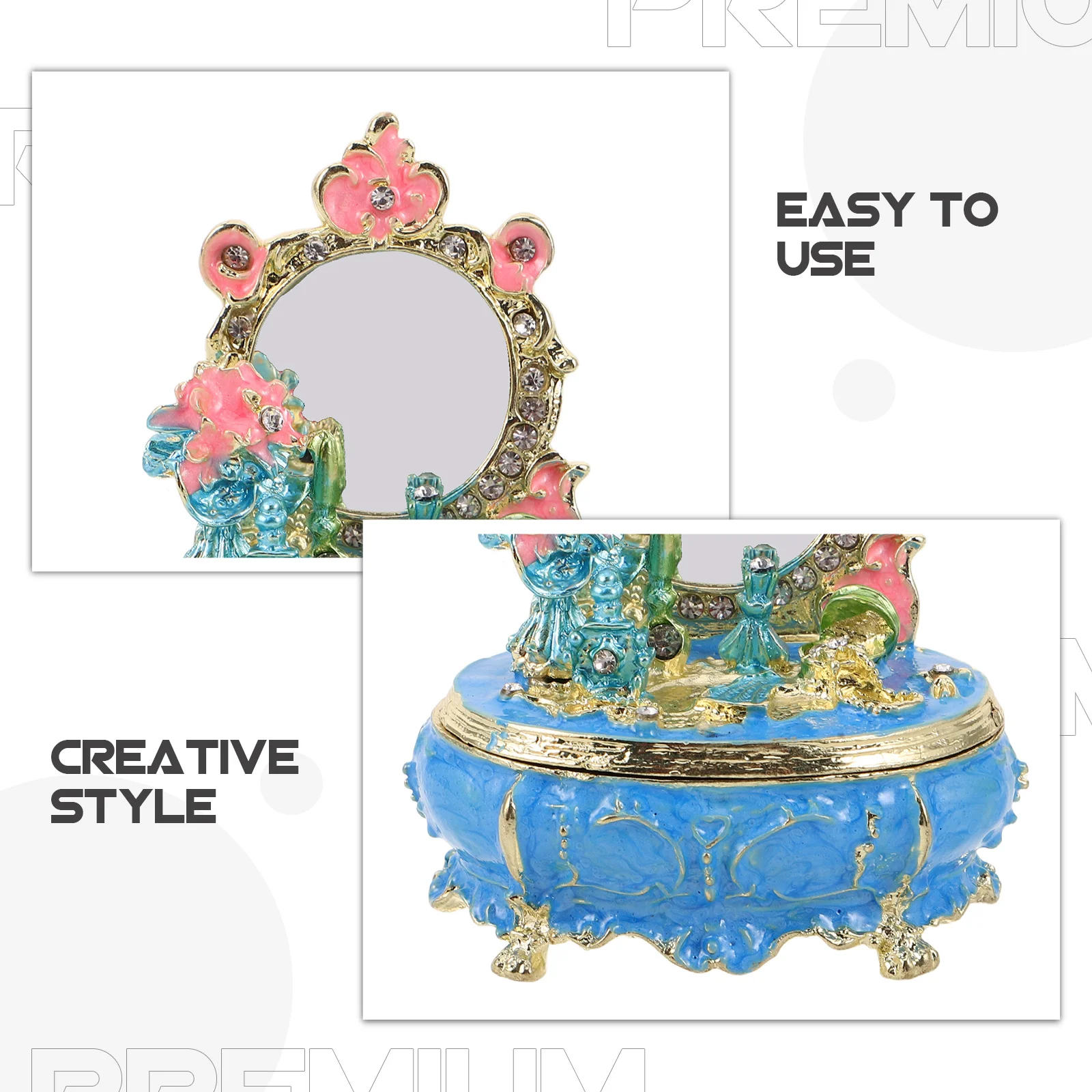 Enamel Trinket Box Hand Painted Jewelry Organizer Hinged Lid Keepsake Storage Jar For Women Girls Wedding Favor Candy