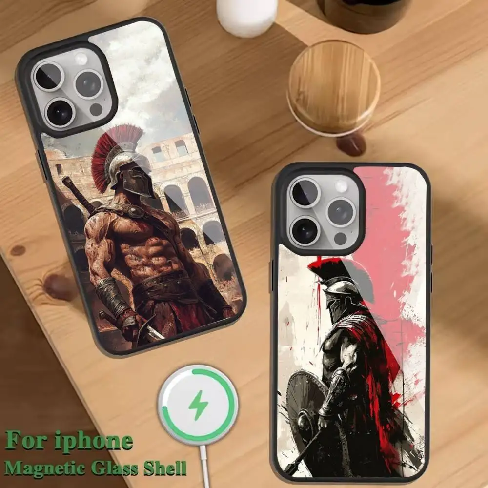 

S-Sparta warrior Phone Case For Magnetic Wireless Charge Cover For iphone 16 15 14 13 12 11 Pro Max Plus Coque