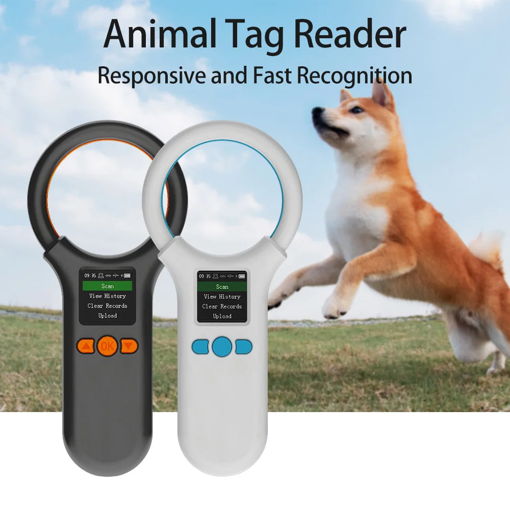 1.44 inch TFT LCD Screen Animal Microchip Pet Tag Scanner ID Reader RFID EMID Animal Handheld Chip Reader BT+USB+2.4G Connect