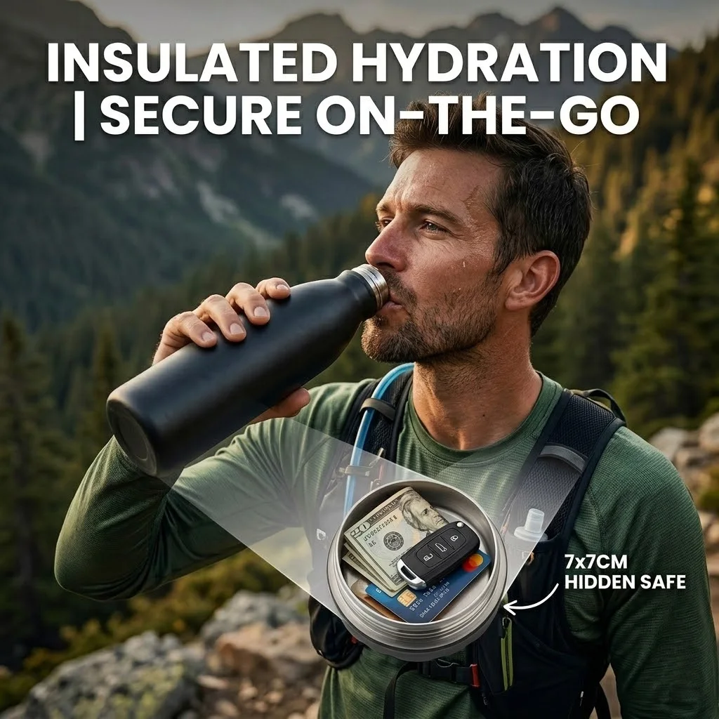 Upgraded 750ml Diversion Water Bottle Hidden Safe Secret Compartment for Cash Keys Pills Portable Travel Gym Anti-theft Bottle view 5