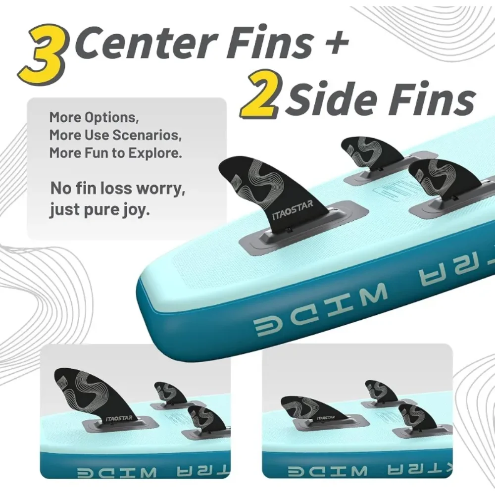 لوح مجداف عريض للغاية مقاس 12 × 35 بوصة للرياضة والخارجية مع مقعد، تروس لوح SUP ممتازة وقفة واحدة، 5 زعانف مصممة خصيصًا #5