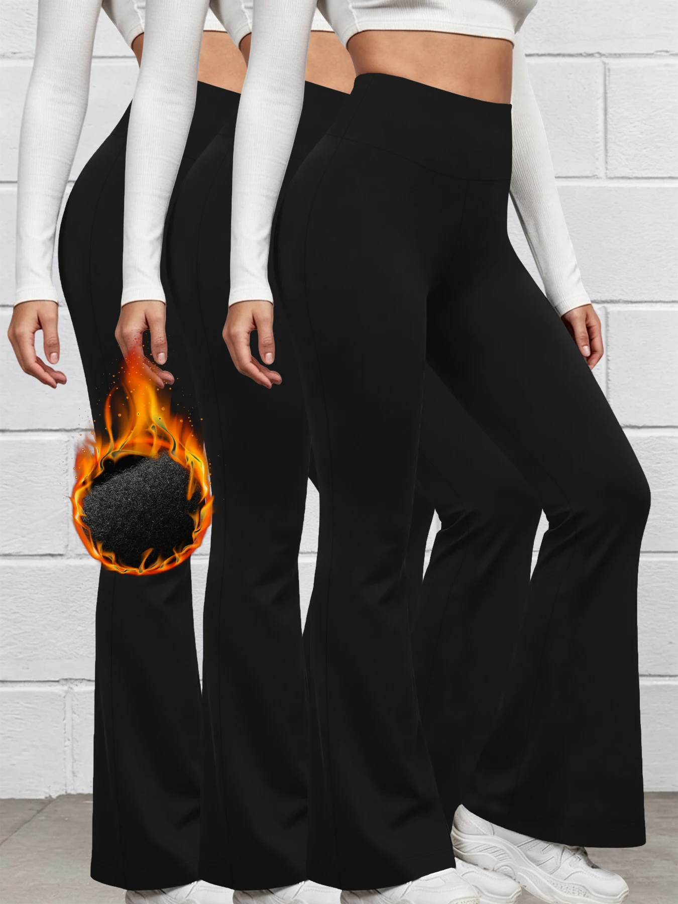 3 Pack Women's Super Soft Flare with High Waisted Tummy Control Workout Yoga Push Up Gym Fitness Leggings Bell Bottoms