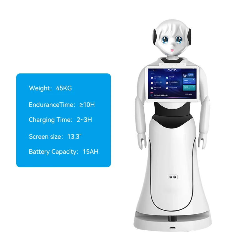 프리미엄 서비스 AI 리셉션 지능형 인사 로봇 스마트 음성 상호작용 LiDAR 내비게이션 자율 장애물 회피