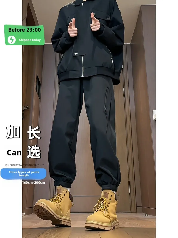 

Американские рабочие брюки Sle Bla, мужские удлиненные брюки, высокие прямые брюки, тактические брюки с манжетами 2025 года, молодежный бренд Faion