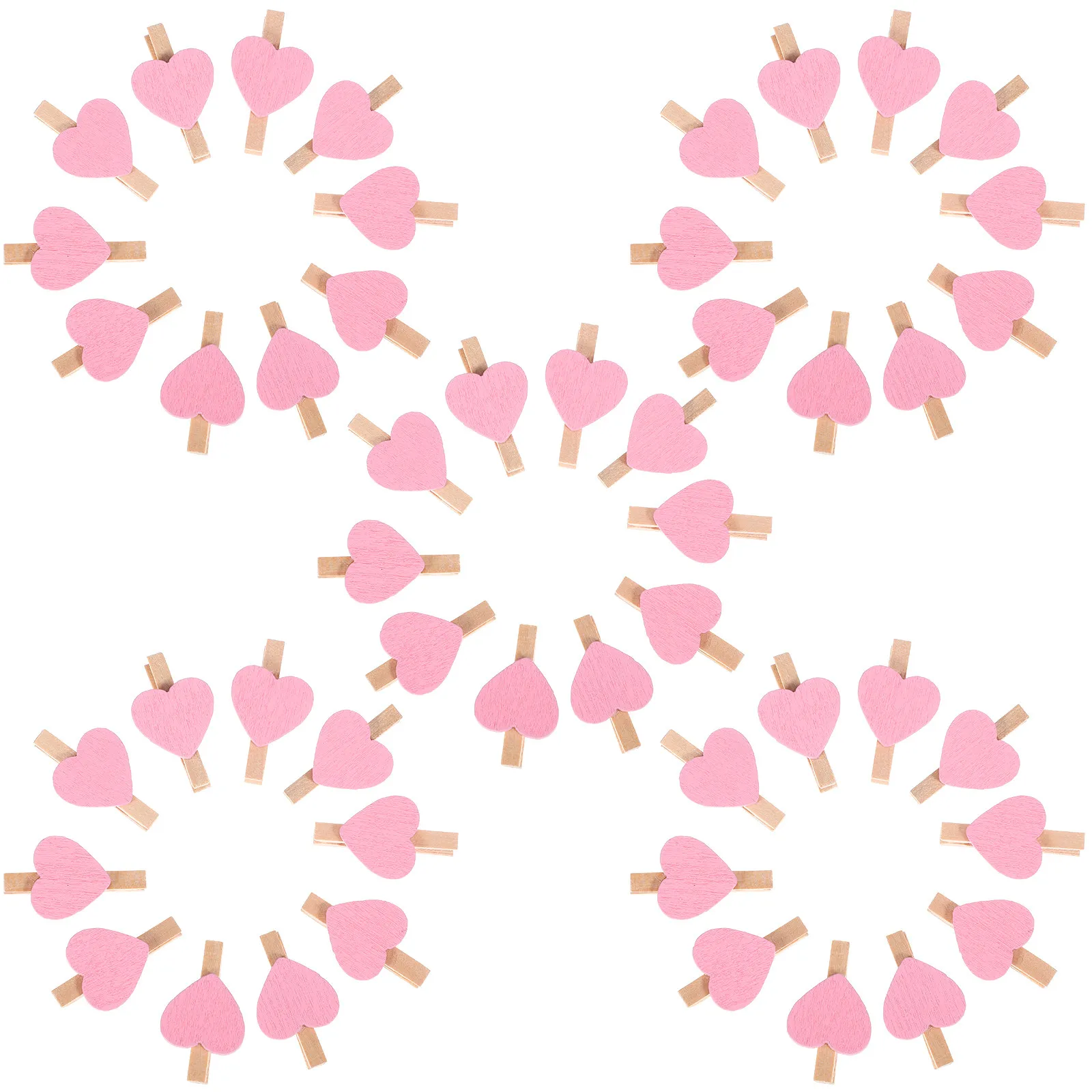 50Pcs Photo Wood Clips Love Small Fixation Clips Mini Heart Pegs for Painting Photo Decoration Wood Love Clip Note Memo Clip