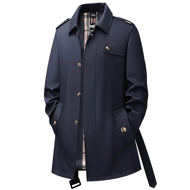 Spring and Autumn New Fashion Trendy Business Party Long Trench Coat Men's Casual Loose Sports High Quality Plus Size Top