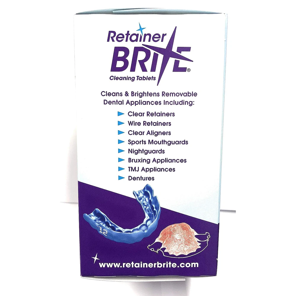 Retainer Brite Cleaning Tablets For Clear Retainers Wire Aligners Sports Mouthguards Dental Appliances Dentures American 96 Tabs