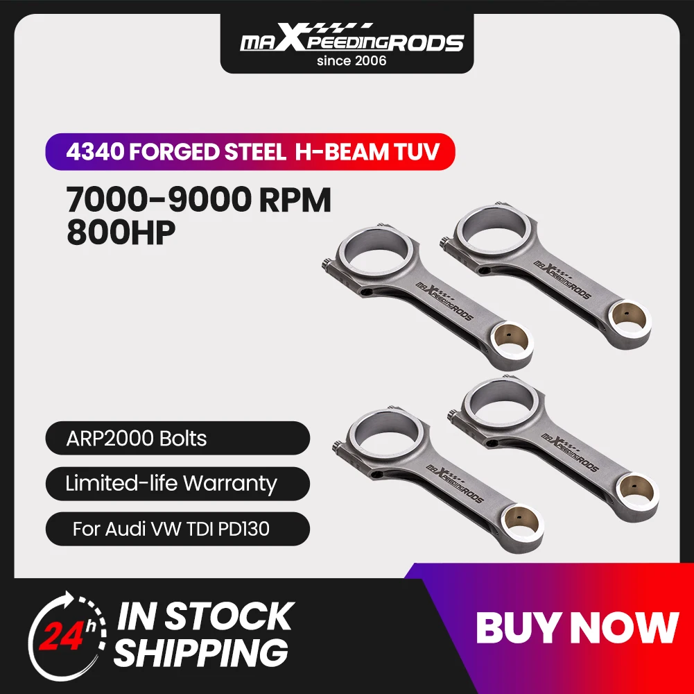 H-Beam Connecting Rods for VW 2.0 TDI ASZ BKD PD170 144mm ARP 2000 Bolts